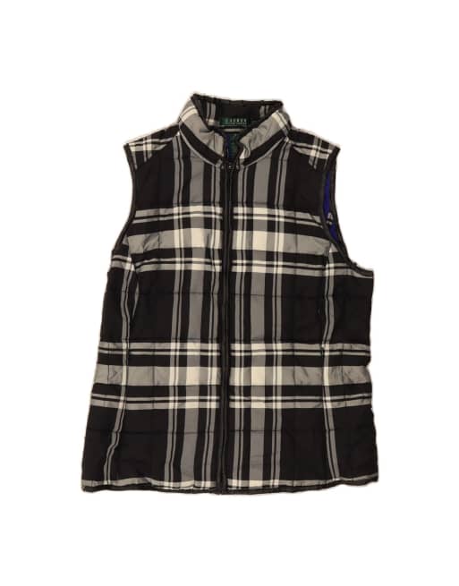 Vintage Ralph Lauren Padded Gilet UK 12 Medium In Black Check