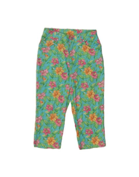 Vintage Ralph Lauren Petite Capri Trousers US 10 Large W30 L20 In Green Floral - view 1