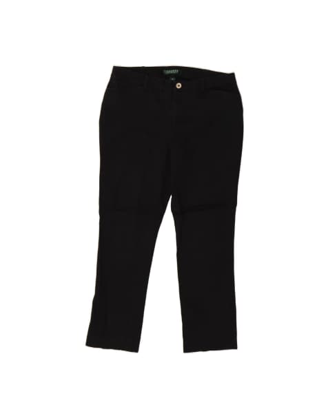 Vintage Ralph Lauren Petite Slim Casual Trousers US 8 Medium W30 L26 In Black - view 1