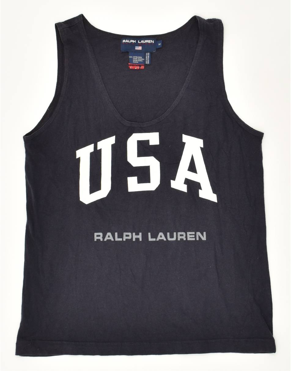 Vintage Ralph Lauren Polo Sport Size M Graphic Vest Top in Black