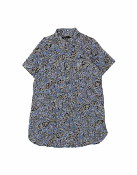 Vintage Ralph Lauren Pullover Shirt Dress UK 16 Large In Blue Paisley - view 1