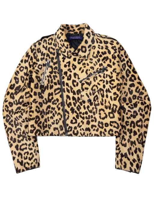 Vintage Ralph Lauren Purple Label cropped leopard print jacket size m
