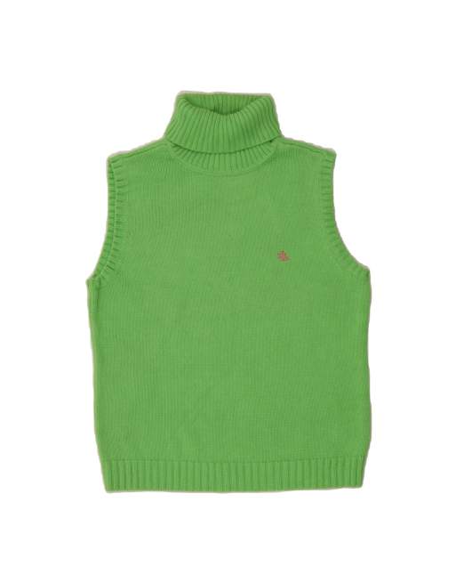 Vintage Ralph Lauren Roll Neck Vest Tank Top UK 14 Large In Green