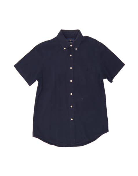 Vintage Ralph Lauren Seersucker Short Sleeve Shirt Medium In Blue - view 1