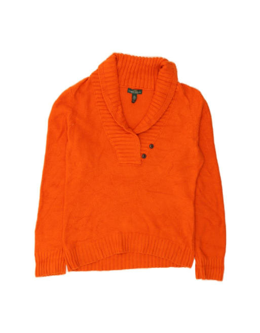 Vintage Ralph Lauren Shawl Neck Jumper Sweater UK 16 Large In Orange