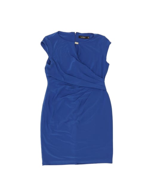 Vintage Ralph Lauren Sheath Dress US 12 Large In Blue