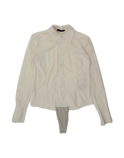 Vintage Ralph Lauren Shirt Bodysuit UK 12 Medium In White
