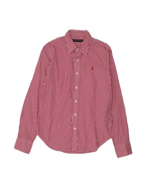 Vintage Ralph Lauren Shirt US 12 Large In Red Pinstripe