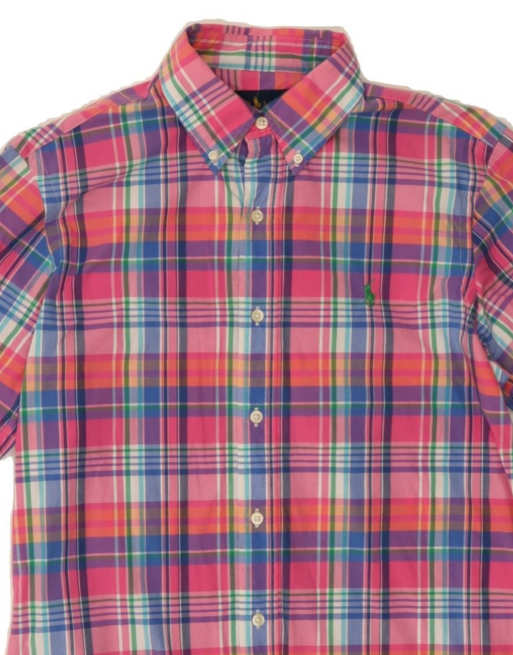 Vintage Ralph Lauren Short Sleeve Shirt Small In Pink Check, 3 of 4