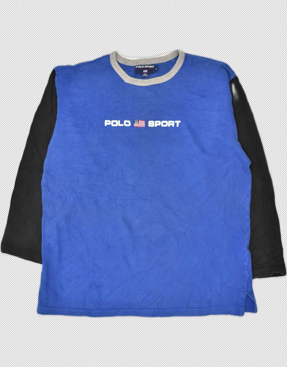 Vintage Ralph Lauren Size L 90s polo sport long sleeve top in blue