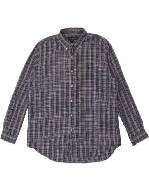 Vintage Ralph Lauren Size XL Check Classic Fit Shirt in Navy Blue
