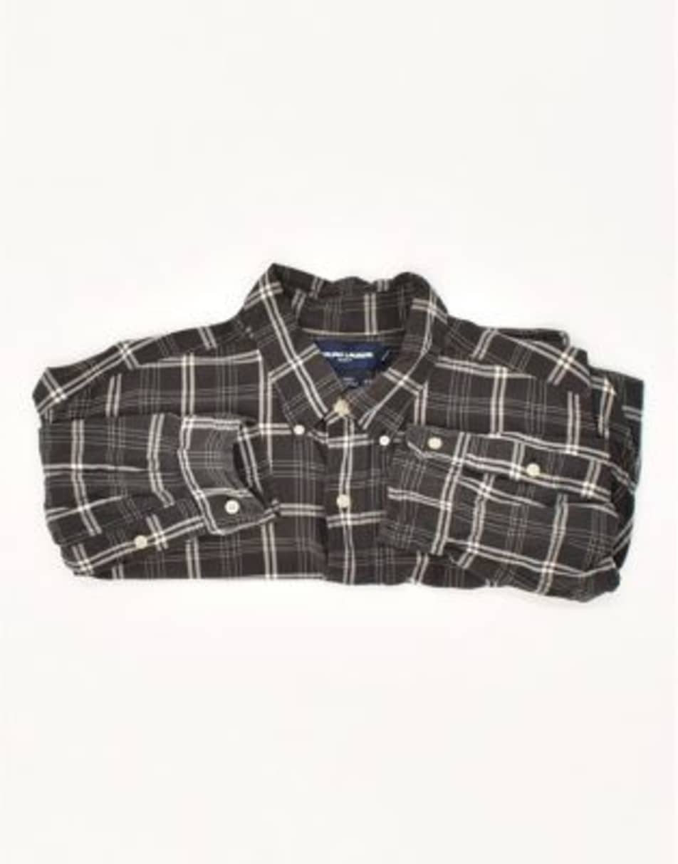 Vintage Ralph Lauren Size XL Check Loose Fit Shirt in Grey