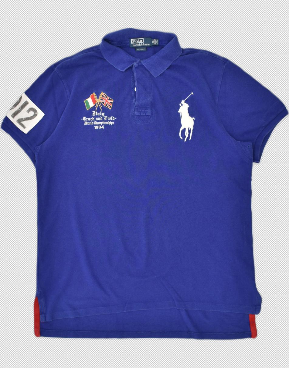 Vintage Ralph Lauren Size XL graphic polo shirt in blue