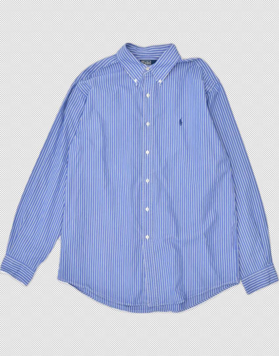 Vintage Ralph Lauren Size XL polo shirt blue pinstripe