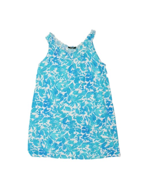 Vintage Ralph Lauren Sleeveless Basic Dress UK 16 Large In Blue Floral