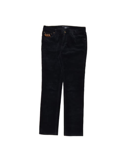 Vintage Ralph Lauren Slim Corduroy Trousers US 10 Large W30 L31 In Blue