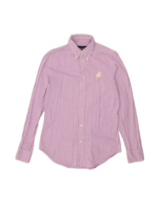 Vintage Ralph Lauren Slim Fit Shirt US 10 Large In Purple Pinstripe