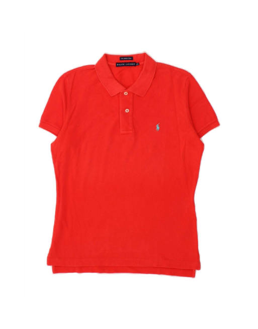 Vintage Ralph Lauren Slim Polo Shirt Uk 14 Large In Red
