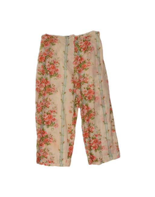 Vintage Ralph Lauren Straight Capri Trousers Large W34 L20 In Off In White Floral