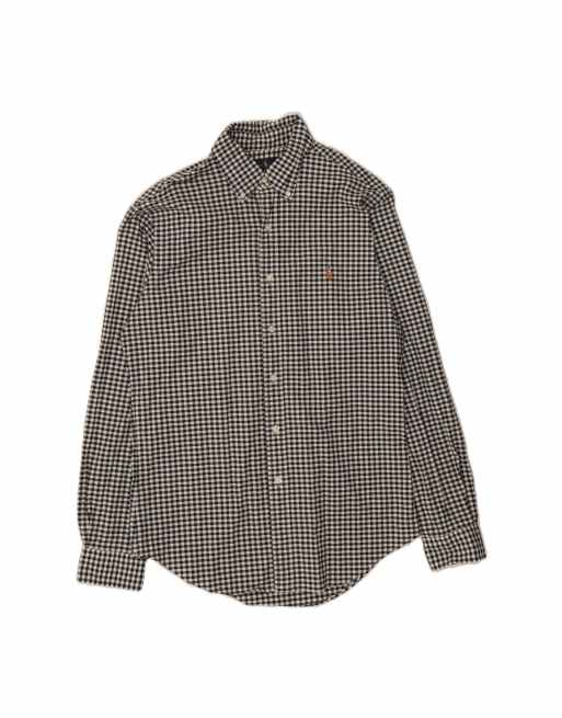 Vintage Ralph Lauren Stretch Oxford Slim Fit Shirt Medium In Black Gingham
