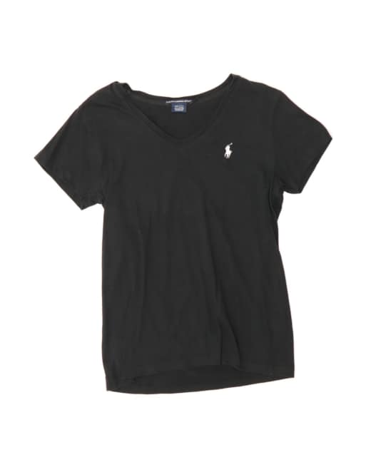 Vintage Ralph Lauren T-shirt Top UK 10 Small In Black