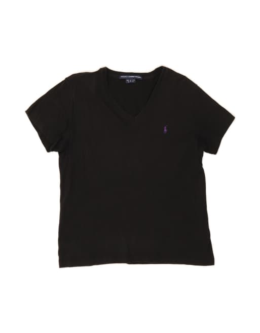 Vintage Ralph Lauren T-shirt Top UK 14 Large In Black