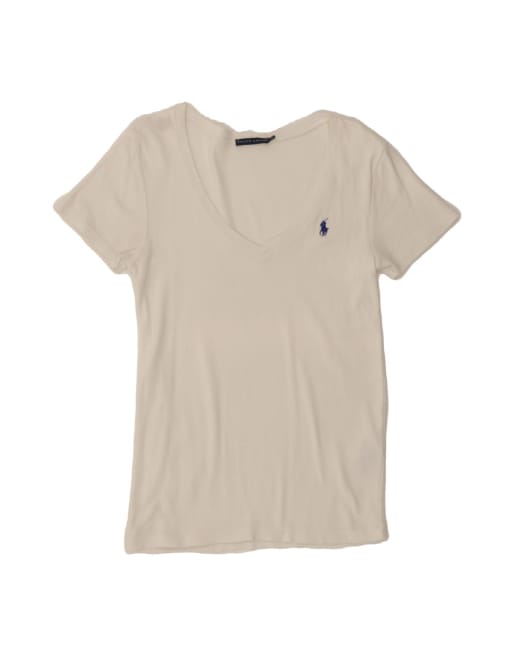Vintage Ralph Lauren T-shirt Top UK 14 Large In White