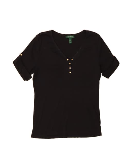 Vintage Ralph Lauren T-shirt Top UK 16 Large In Black