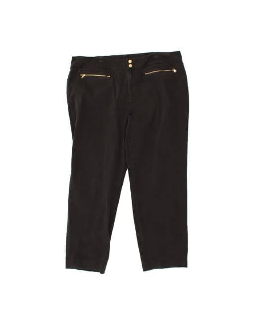 Vintage Ralph Lauren Tapered Cropped Trousers US 18 2XL W38 L29 In Black