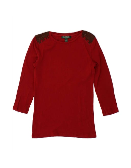Vintage Ralph Lauren Top 3/4 Sleeve Uk 10 Small In Red