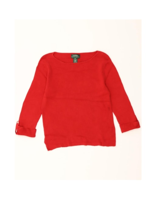 Vintage Ralph Lauren Top 3/4 Sleeve UK 12 Medium In Red