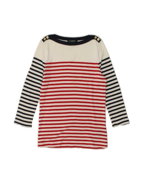 Vintage Ralph Lauren Top 3/4 Sleeve Uk 12 Medium In White Colourblock - view 1