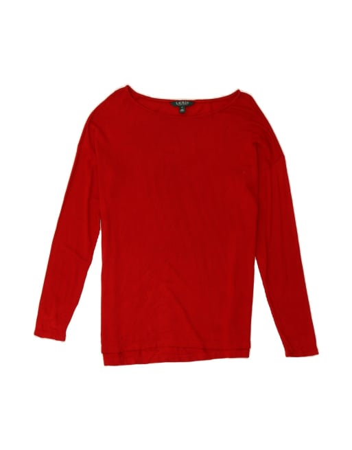 Vintage Ralph Lauren Top Long Sleeve UK 14 Medium In Red