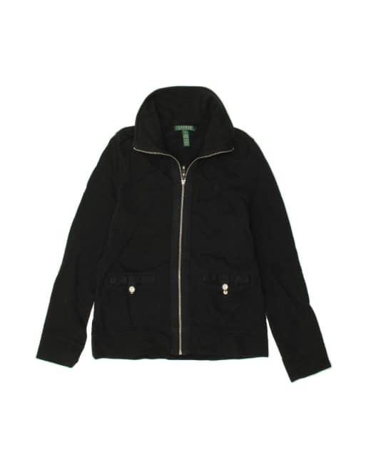Vintage Ralph Lauren Tracksuit Top Jacket UK 12 Medium In Black