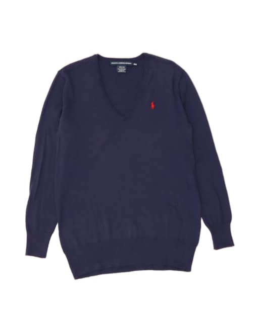 Vintage Ralph Lauren V-neck Jumper Sweater Medium In Blue