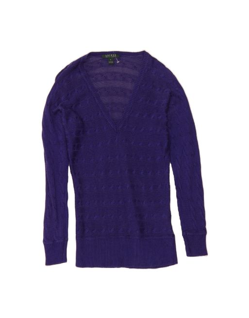 Vintage Ralph Lauren V-neck Jumper Sweater UK 10 Small In Purple