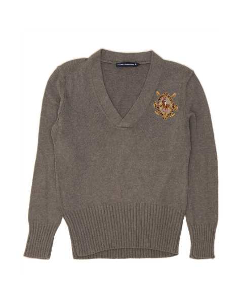 Vintage Ralph Lauren V-neck Jumper Sweater UK 18 XL In Grey - view 1