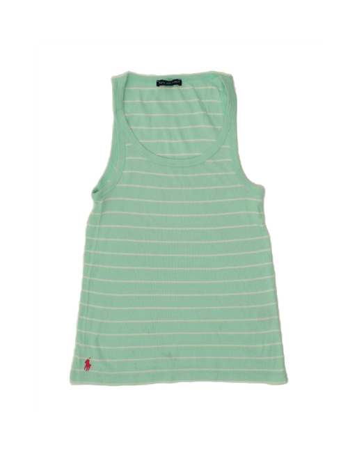 Vintage Ralph Lauren Vest Top Uk 14 Large In Green Striped