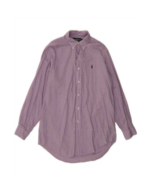 Vintage Ralph Lauren Yarmouth Loose Fit Shirt Size 15 1/2 Medium In Purple Check