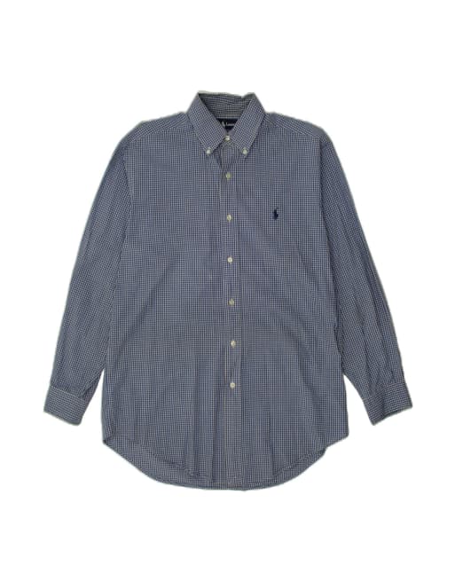 Vintage Ralph Lauren Yarmouth Loose Fit Shirt Size 15 Medium In Blue Check