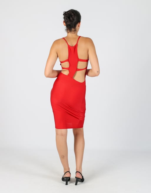 Vintage Ramona Badescu XXS woven midi dress in red, 3 of 4