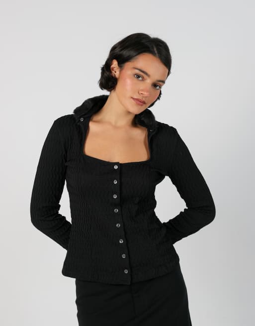 Vintage Rayure M long sleeve top in black, 3 of 4