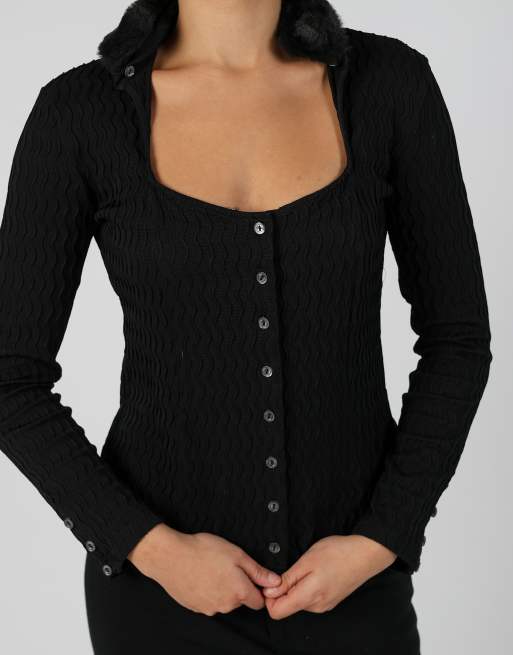 Vintage Rayure M long sleeve top in black, 4 of 4