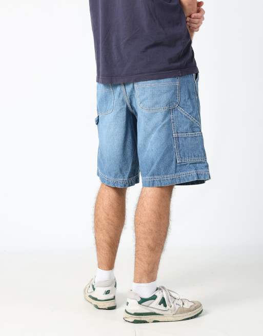 Vintage Recruit 32x71 denim carpenter baggy jorts shorts in blue, 4 of 4