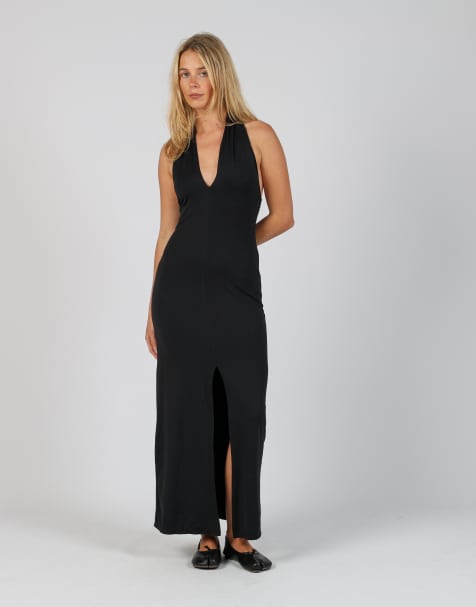 Vintage Rectangle blanc S woven maxi dress in black - view 1