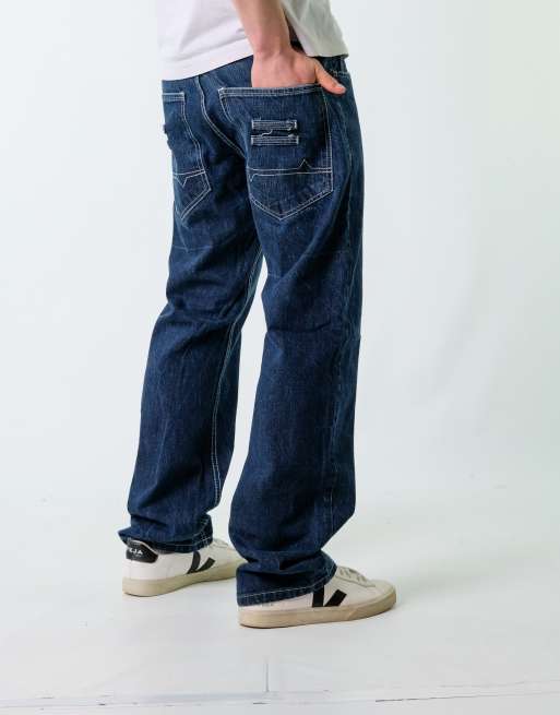 Vintage Red diamond 36x32 Denim Carpenter Baggy Jeans Navy Blue