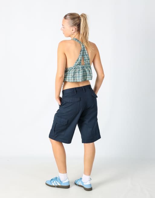 Vintage Red Kap 30x23 canvas cargo shorts in navy blue, 3 of 4