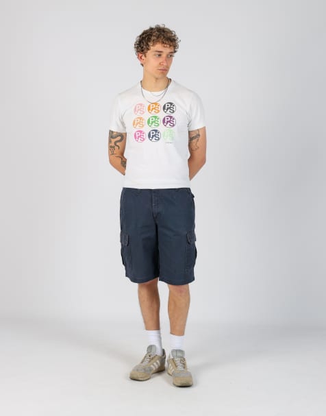 Vintage RedKap 34x32 canvas cargo shorts in navy blue - view 1