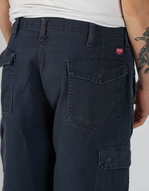 Vintage RedKap 34x32 canvas cargo shorts in navy blue, 4 of 4