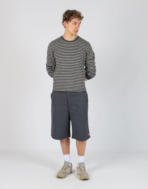 Vintage RedKap 36x24 canvas carpenter baggy shorts in charcoal grey - view 1
